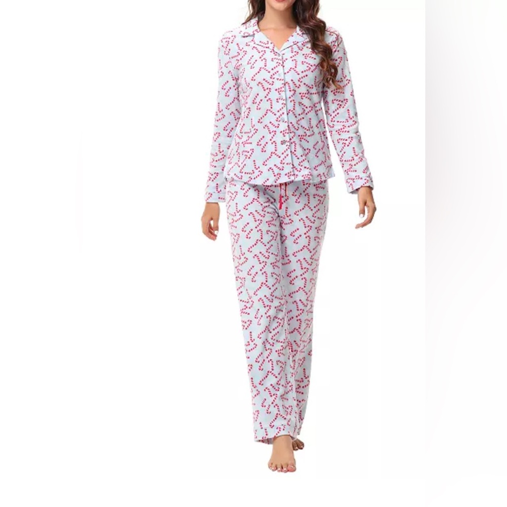 Ink + Ivy 2 pc Candy Cane Fleece Christmas Pajamas